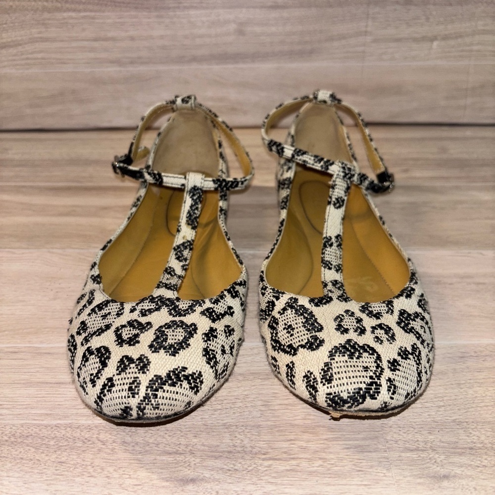 See by Chloe Leopard Print T-Strap Flats
